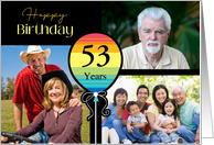 3 Photo 53rd Birthday Colorful Balloon card