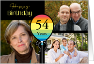 3 Photo 54th Birthday Colorful Balloon card