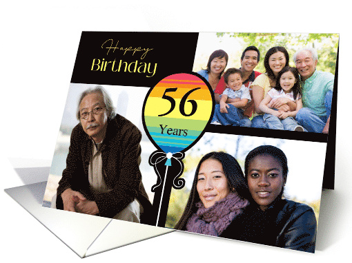 3 Photo 56th Birthday Colorful Balloon card (1726504)