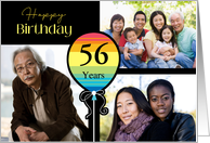 3 Photo 56th Birthday Colorful Balloon card