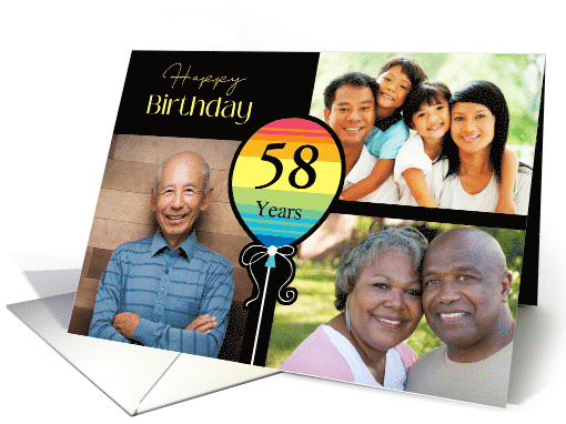 3 Photo 58th Birthday Colorful Balloon card (1726508)