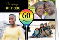 3 Photo 60th Birthday Colorful Balloon card