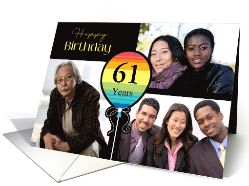 3 Photo 61st Birthday Colorful Balloon card (1726596)