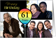 3 Photo 61st Birthday Colorful Balloon card