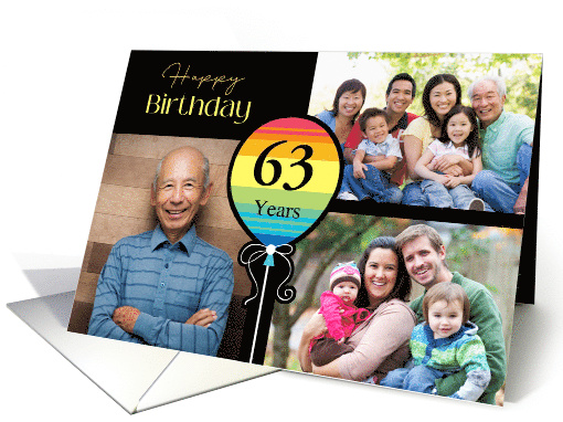 3 Photo 63rd Birthday Colorful Balloon card (1726600)
