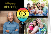 3 Photo 63rd Birthday Colorful Balloon card