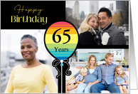3 Photo 65th Birthday Colorful Balloon card