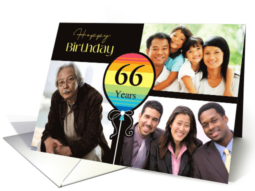3 Photo 66th Birthday Colorful Balloon card (1726608)