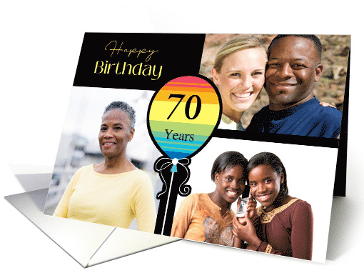 3 Photo 70th Birthday Colorful Balloon card (1726618)