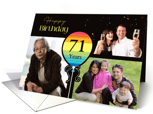 3 Photo 71st Birthday Colorful Balloon card (1726620)