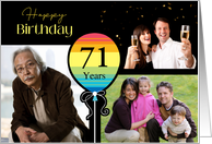 3 Photo 71st Birthday Colorful Balloon card