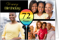 3 Photo 72nd Birthday Colorful Balloon card