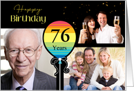 3 Photo 76th Birthday Colorful Balloon card