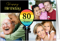 3 Photo 80th Birthday Colorful Balloon card