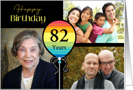 3 Photo 82nd Birthday Colorful Balloon card