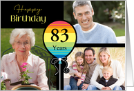 3 Photo 83rd Birthday Colorful Balloon card