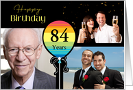 3 Photo 84th Birthday Colorful Balloon card