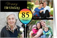 3 Photo 85th Birthday Colorful Balloon card
