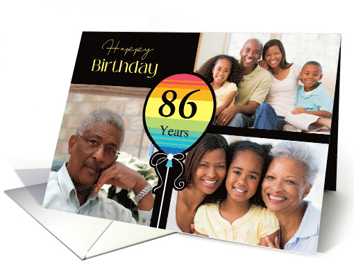 3 Photo 86th Birthday Colorful Balloon card (1726832)