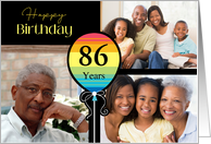 3 Photo 86th Birthday Colorful Balloon card