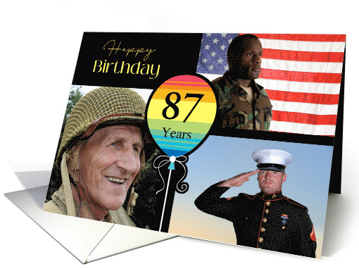 3 Photo 87th Birthday Colorful Balloon card (1726838)