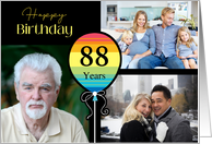 3 Photo 88th Birthday Colorful Balloon card