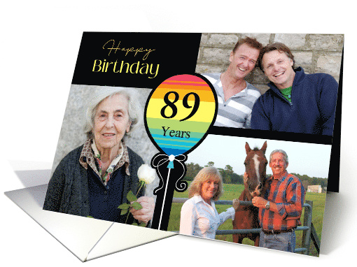 3 Photo 89th Birthday Colorful Balloon card (1726842)