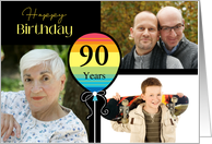 3 Photo 90th Birthday Colorful Balloon card