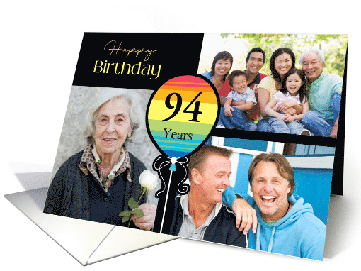 3 Photo 94th Birthday Colorful Balloon card (1726852)