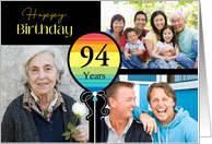 3 Photo 94th Birthday Colorful Balloon card