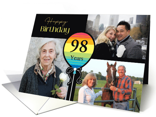 3 Photo 98th Birthday Colorful Balloon card (1726860)
