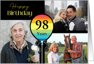 3 Photo 98th Birthday Colorful Balloon card