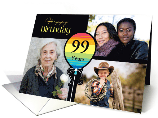 3 Photo 99th Birthday Colorful Balloon card (1726864)