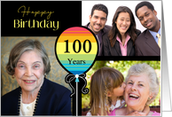 3 Photo 100th Birthday Colorful Balloon card
