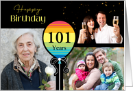 3 Photo 101st Birthday Colorful Balloon card