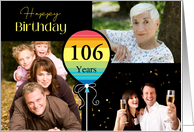 3 Photo 106th Birthday Colorful Balloon card