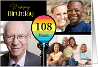 3 Photo 108th Birthday Colorful Balloon card