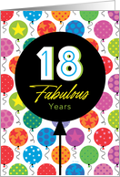 18th Birthday Colorful Floating Balloons With Stars And Dots card