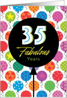 35th Birthday Colorful Floating Balloons With Stars And Dots card