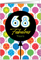 68th Birthday Colorful Floating Balloons With Stars And Dots card