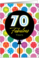 70th Birthday Colorful Floating Balloons With Stars And Dots card