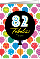 82nd Birthday Colorful Floating Balloons With Stars And Dots card