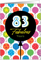 83rd Birthday Colorful Floating Balloons With Stars And Dots card