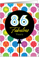 86th Birthday Colorful Floating Balloons With Stars And Dots card