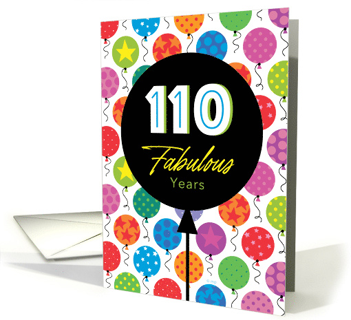 110th Birthday Colorful Floating Balloons With Stars And Dots card