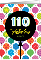 110th Birthday Colorful Floating Balloons With Stars And Dots card