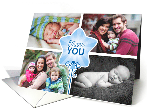 4 Photo Thank You For The Baby Gift Blue Star Balloon card (1727654)