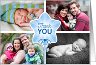 4 Photo Thank You For The Baby Gift Blue Star Balloon card