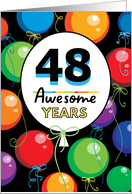 48th Birthday Bright Floating Balloons Typography card