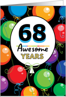 68th Birthday Bright Floating Balloons Typography card